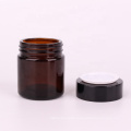 5 pack amber round glass jar cosmetic jar with black lid amber glass cream jar